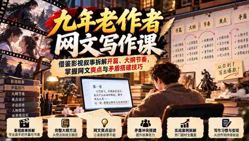 资深网文作者倾囊相授：影视叙事解析，揭秘开篇大纲节奏，解锁爽点矛盾构建之道