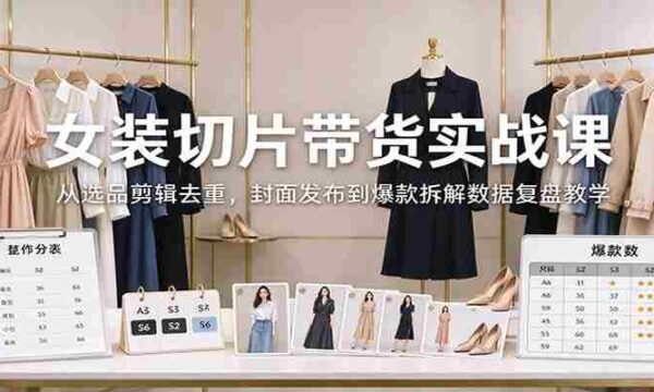 揭秘女装带货秘籍：精选商品、剪辑技巧、封面发布，爆款解析与数据复盘全方位教学