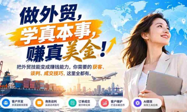 成就外贸高手，掌握真金白银之道！将外贸诀窍化为盈利手段，揭秘高效拓客、洽谈、签约秘诀，一站式掌握！