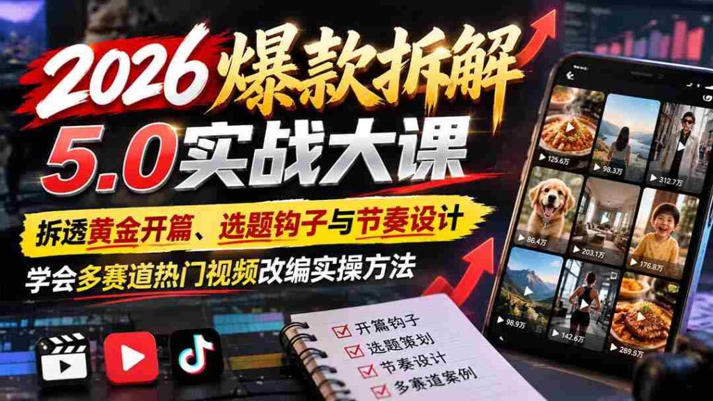 揭秘2026年热门爆款视频制作秘籍：深度剖析黄金开头、选题技巧与节奏掌控，掌握跨赛道热门视频改编实战技巧