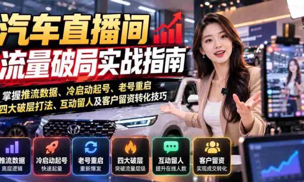 揭秘直播带货汽车流量新攻略：高效数据分析、冷启动策略、老账号复活、四大突破策略、互动吸粉与客户转化技巧详解