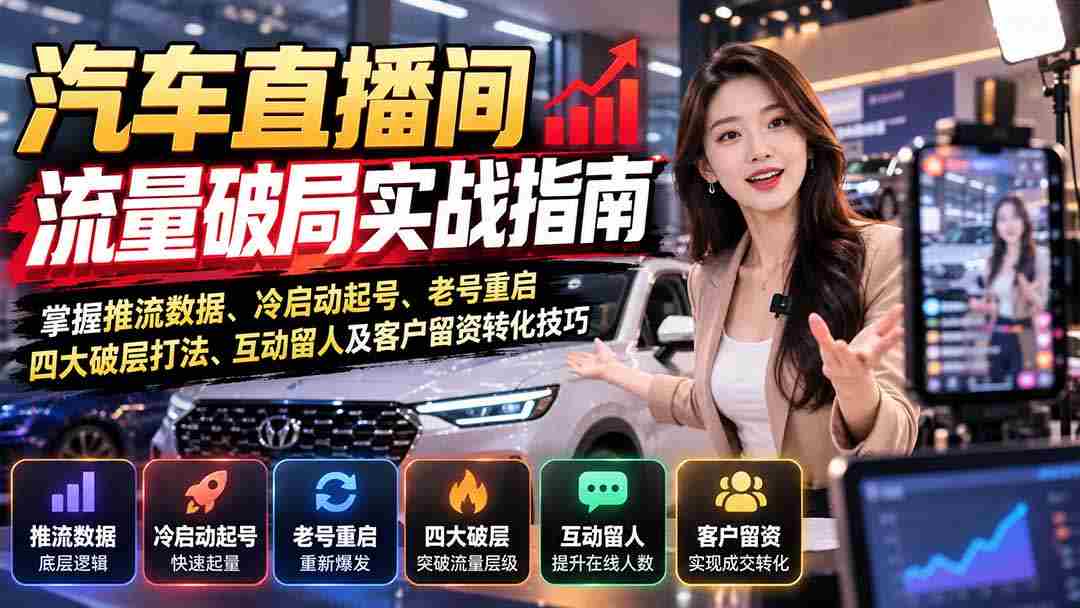 揭秘直播带货汽车流量新攻略：高效数据分析、冷启动策略、老账号复活、四大突破策略、互动吸粉与客户转化技巧详解