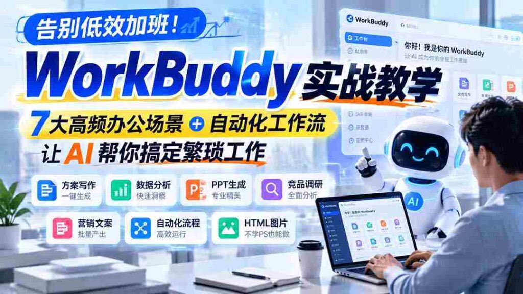摆脱无效加班困境！WorkBuddy实操指南，揭秘7大常见办公挑战＋智能工作流程，AI助力轻松解决复杂任务