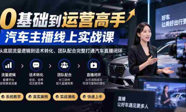 从零起步至直播达人，汽车领域实战教程，深度解析流量原理与话术技巧，全方位构建汽车直播生态圈