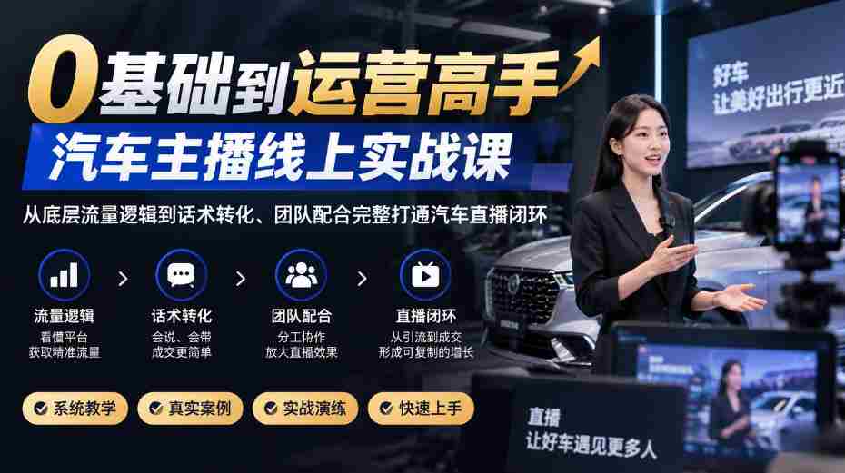 从零起步至直播达人，汽车领域实战教程，深度解析流量原理与话术技巧，全方位构建汽车直播生态圈