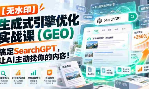 高清版】实战GEO引擎优化课程：学会SearchGPT，让AI主动寻你内容！【独家中英双字幕