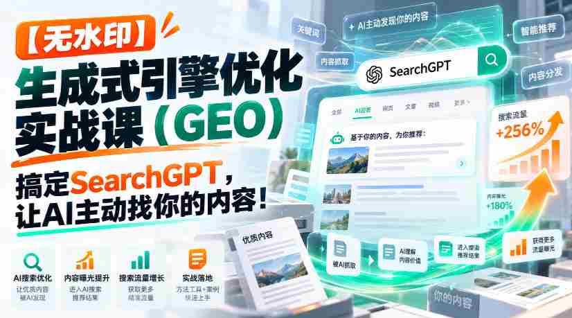 高清版】实战GEO引擎优化课程：学会SearchGPT，让AI主动寻你内容！【独家中英双字幕