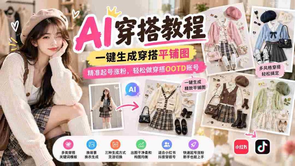 零水印】AI时尚教学指南：轻松制作穿搭效果图，快速吸粉增粉，打造个人穿搭日记账号