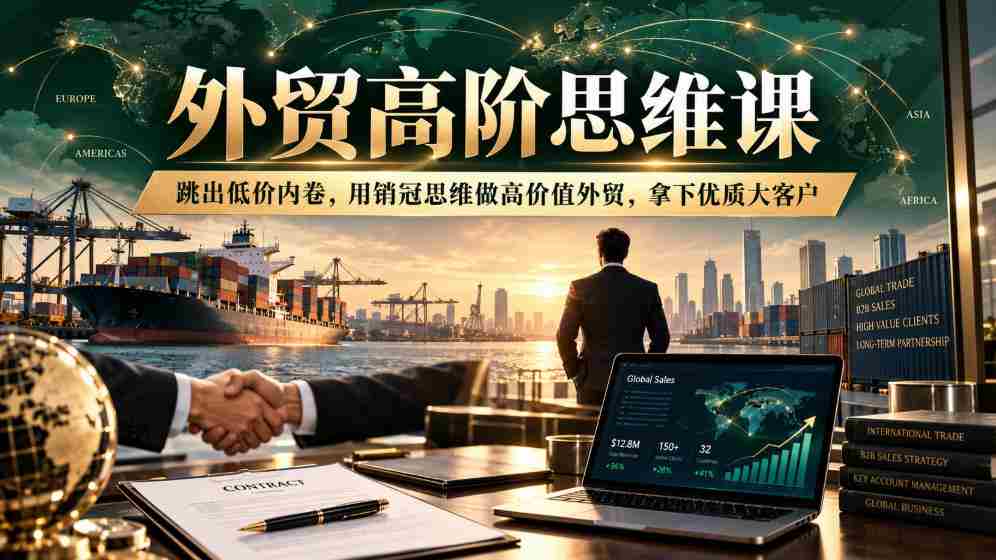 突破低价竞争困局，掌握外贸顶尖策略，以冠军心态开拓高价值市场，锁定高端优质客户