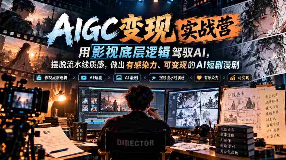 AI影视实战营：深入影视内核，掌控AI技术，打造富有感染力、价值变现的短片与漫画