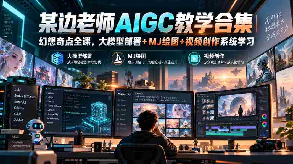 AIGC教学精华汇总：边老师带你探索幻想奇点全课程，掌握大模型部署、MJ绘图与视频创作系统
