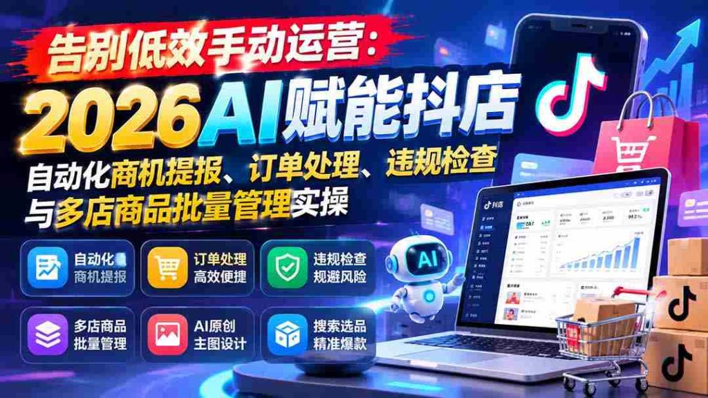 告别低效手动运营：2026AI赋能抖店自动化商机提报、订单处理、违规检查与多店商品批量管理实操