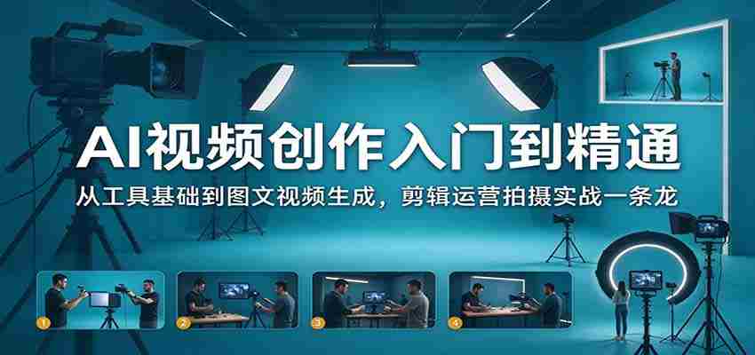 掌握AI视频制作精髓：从工具入门到图文视频制作，涵盖剪辑、运营、拍摄实战全方位教学