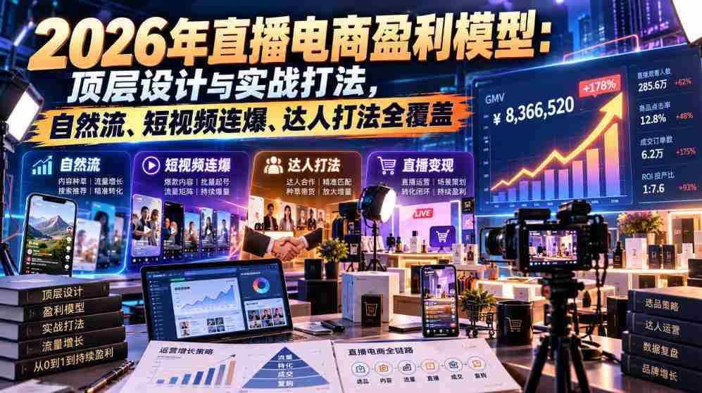 2026直播电商盈利新策略：揭秘高端布局与实战攻略，全渠道流量、短视频爆发、网红策略一网打尽