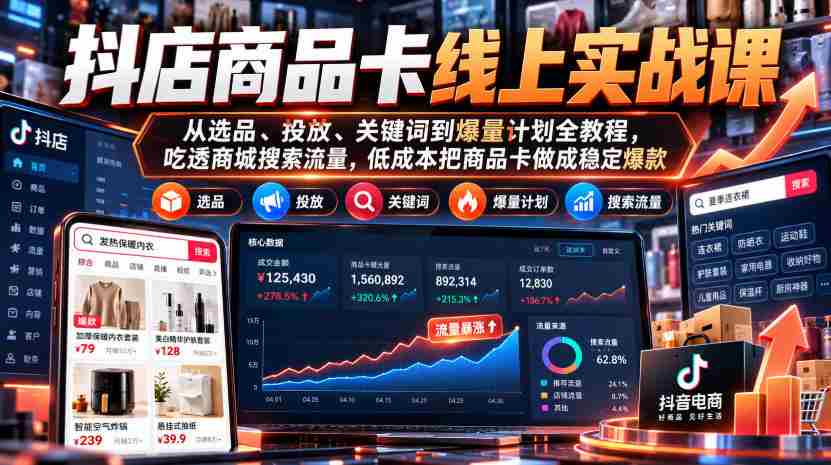 揭秘抖店商品卡高效策略：全方位实战教学，从精选商品到爆款打造，轻松掌握搜索流量，低成本打造热门商品