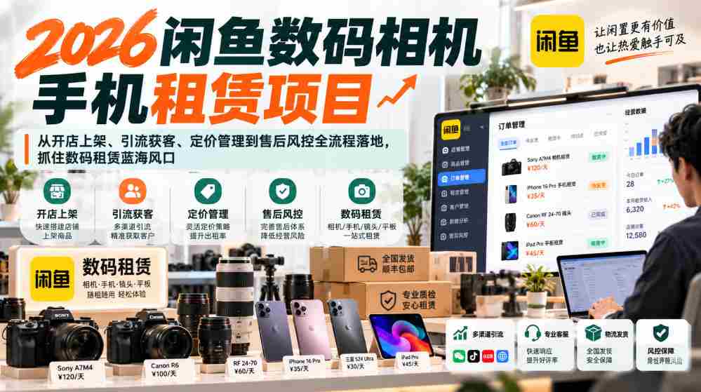 2026年闲鱼数码相机手机租赁新商机，一站式开店运营攻略：上架、引流、定价与售后管控，把握数码租赁市场无限潜力