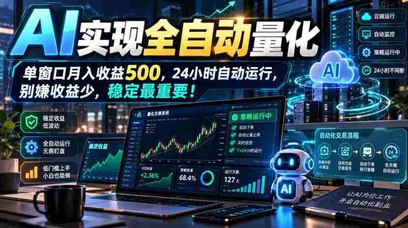 智能AI量化投资方案，轻松实现长效盈利，零基础轻松上手，稳赚不赔的绝佳项目！