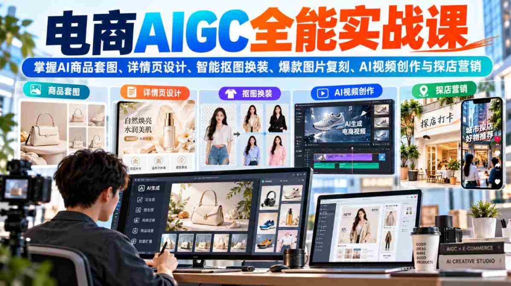 AI赋能电商全链路：解锁商品图片、详情页制作、智能换装、爆款复制及视频营销技巧