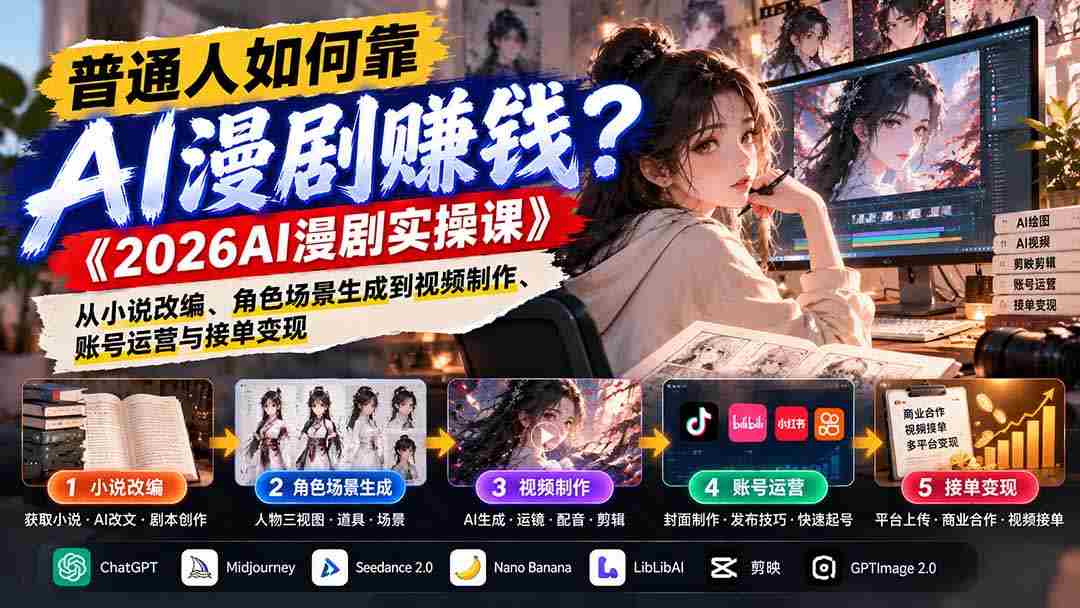 解锁AI漫剧致富之路：2026实操课教你小说改编到视频变现全攻略