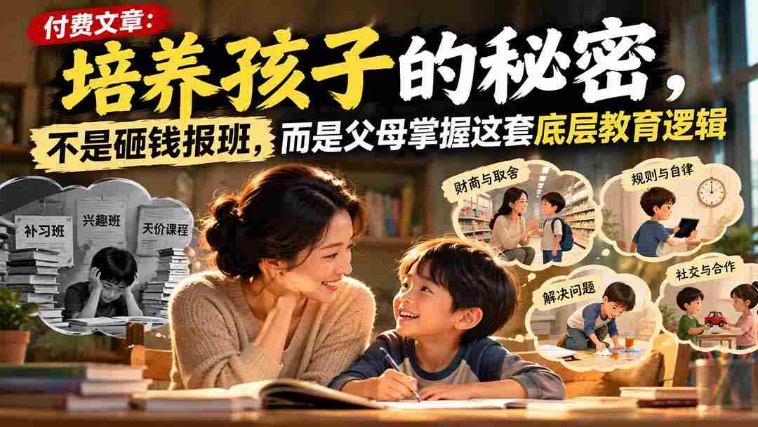 付费文章：培养孩子的秘密，不是砸钱报班，而是父母掌握这套底层教育逻辑