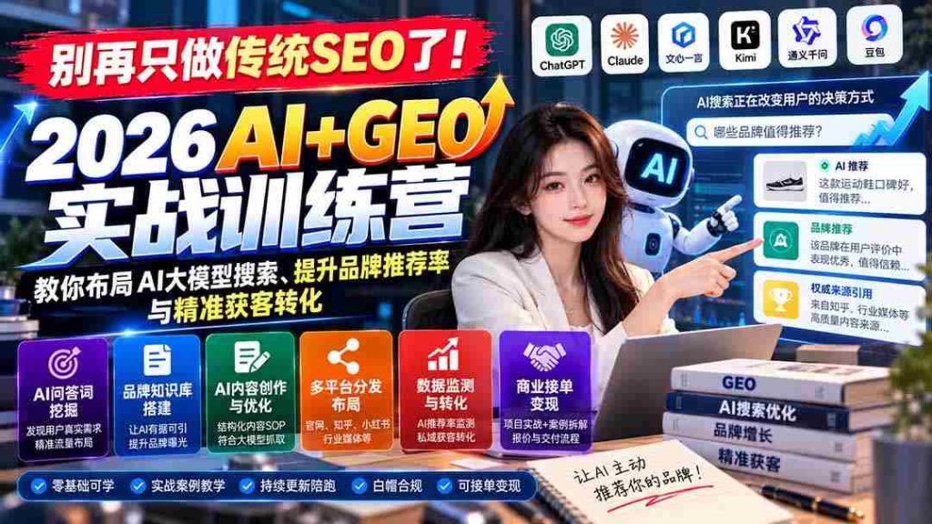 告别单一SEO！加入《2026年AI与GEO实战培训营》，解锁AI大模型搜索策略，升级品牌推荐效能，精准捕获潜在客户