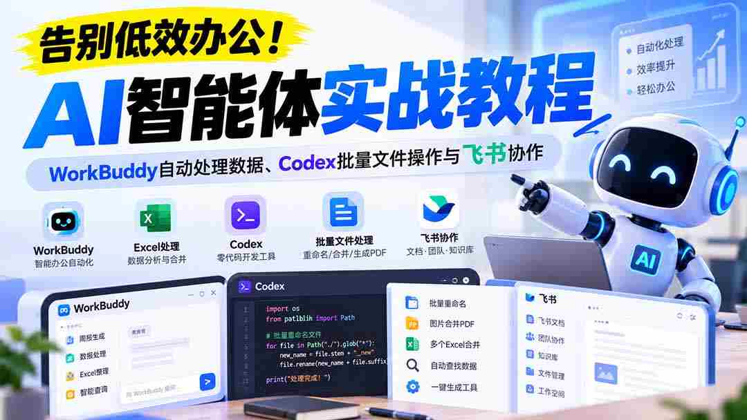 AI助手助力高效办公》：《AI智能体实战教程》WorkBuddy数据自动化、Codex批量文件操作及飞书协作指南