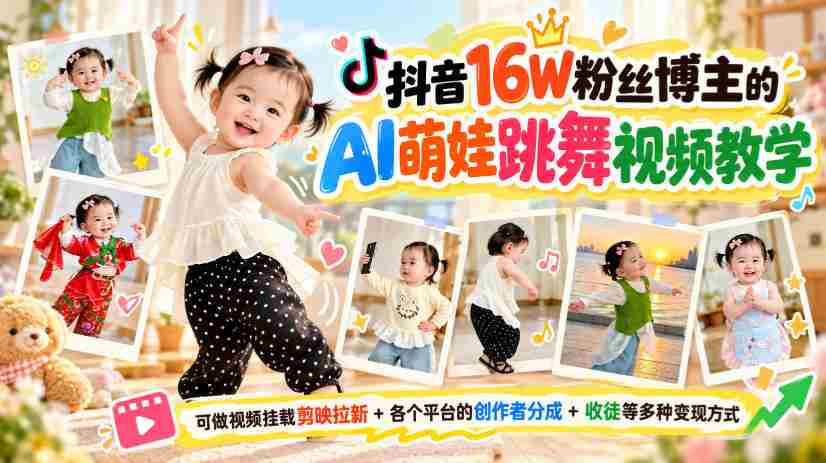 揭秘：抖音16万粉丝博主分享AI萌娃舞蹈教程，多重变现路径助力创作者增收，月入过万不是梦