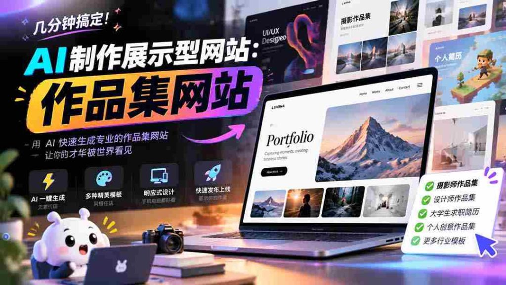 速成AI打造展示平台：一招打造个人作品集网站，专业高效，轻松接单赚钱！