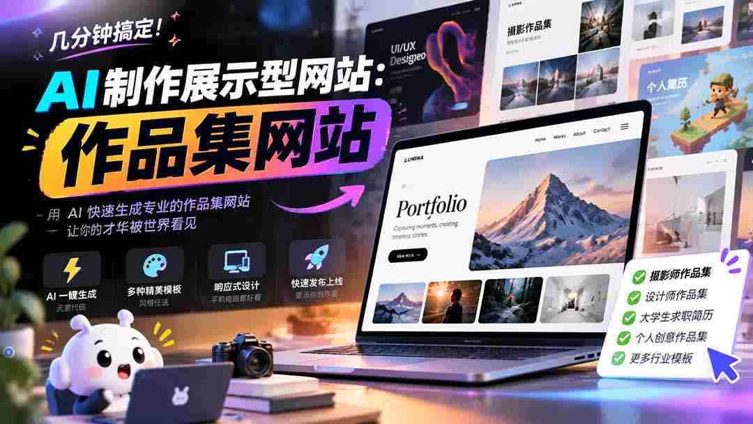 速成AI打造展示平台：一招打造个人作品集网站，专业高效，轻松接单赚钱！