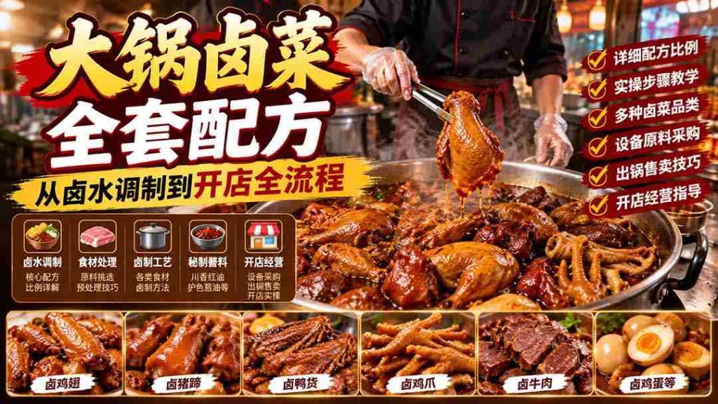 一锅卤香四溢，揭秘全套卤菜秘籍，开店摆摊两不误，学成后轻松赚钱