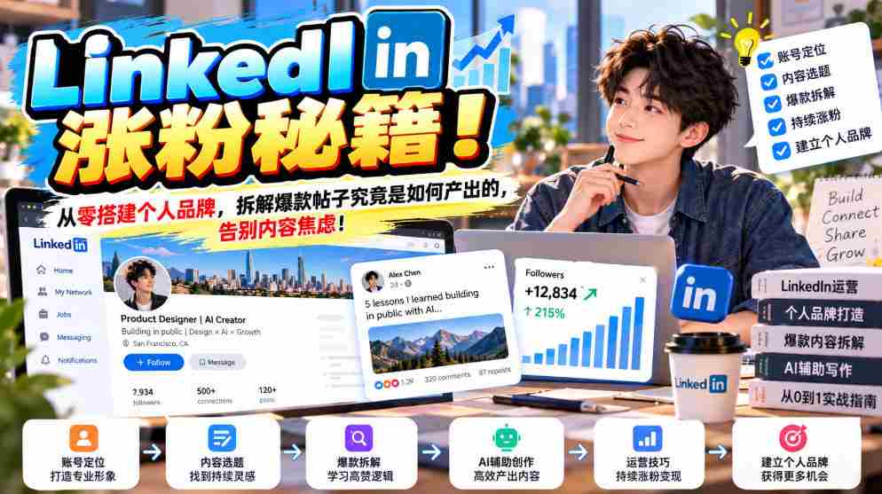 LinkedIn涨粉秘籍！从零搭建个人品牌，拆解爆款帖子究竟是如何产出的，告别内容焦虑！【原创双语字幕】