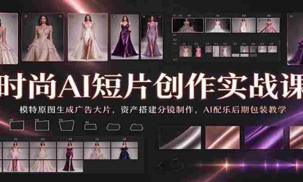 时尚AI短片创作实战课：模特原图生成广告大片，资产搭建分镜制作，AI配乐后期包装教学
