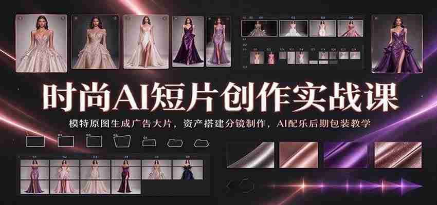 时尚AI短片创作实战课：模特原图生成广告大片，资产搭建分镜制作，AI配乐后期包装教学