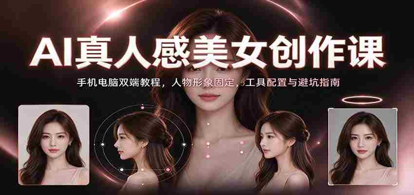AI真人感美女创作课：手机电脑双端教程，人物形象固定，工具配置与避坑指南